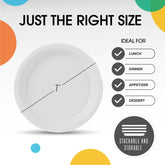 7 In. White Plastic Plates | 100 Count